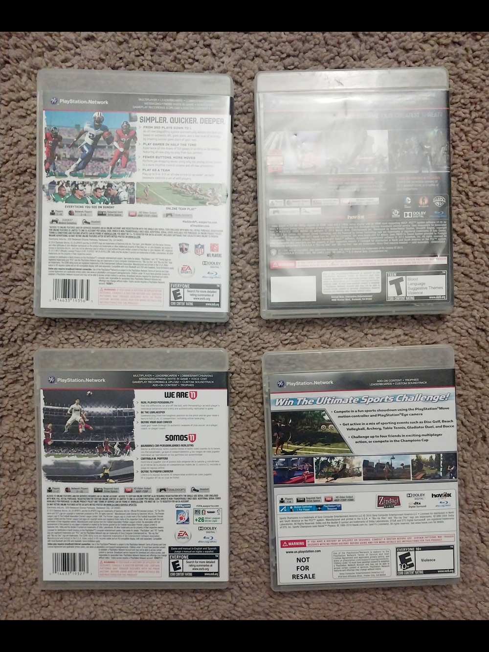 Playstation 3 Game Lot Madden 11 Injustice FIFA 11 Sports Champions - Picture 2 of 3